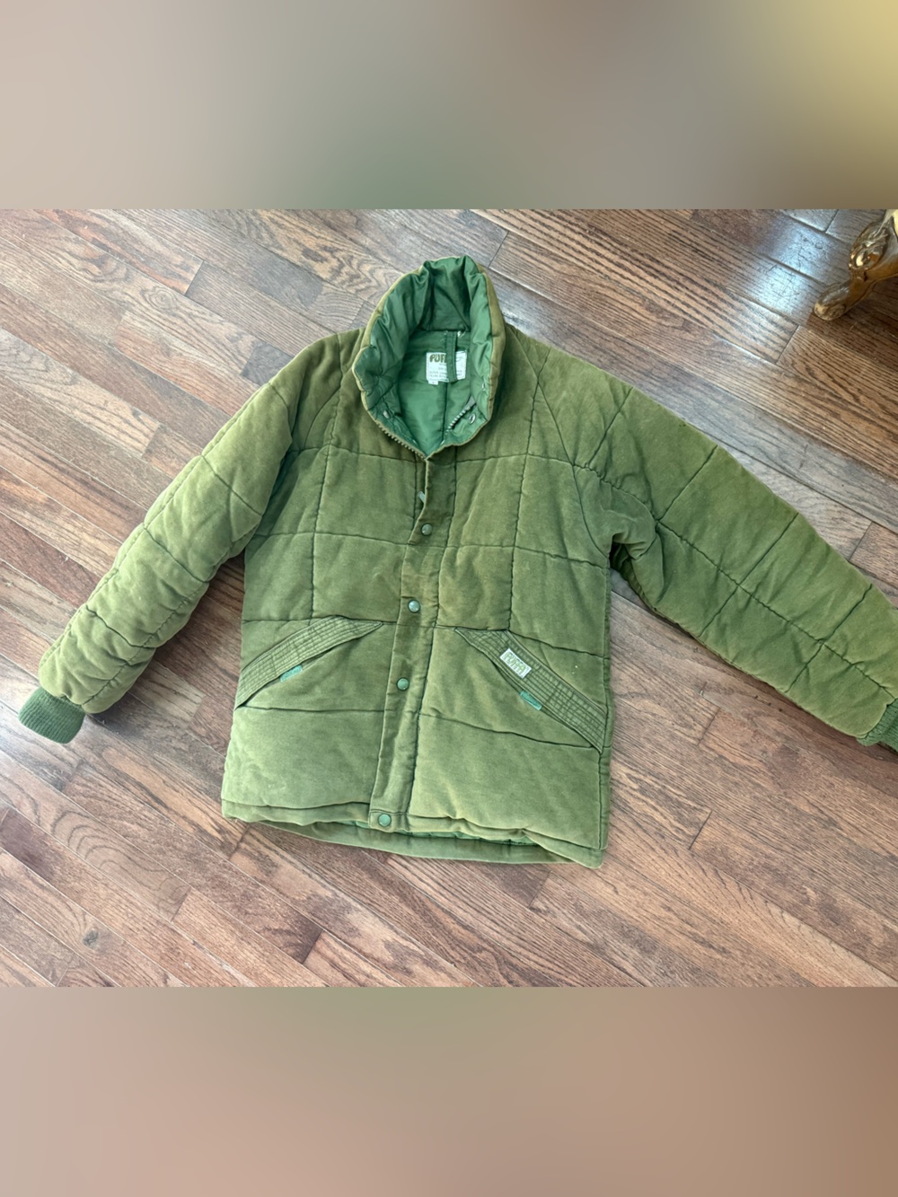 The Original PUFFA Company Vintage Olive Green Quilted Hooded Jacket